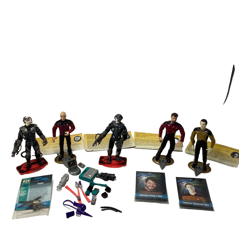 Vintage Lot Of 5 Playmates 1990's Star Trek Action Figures Plus accessories